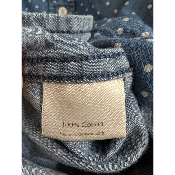 Love Hanna Polka Dot Denim Shirt Womens Blue Chambray Button Up - Size 6 - Picture 4 of 6